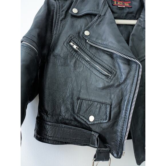 1990's Genuine Vintage Leather ICS Cropped Jacket Size 12 - Picture 4 of 6
